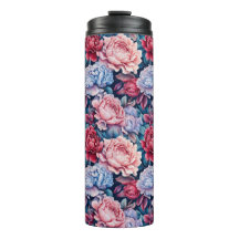 青とピンクの花