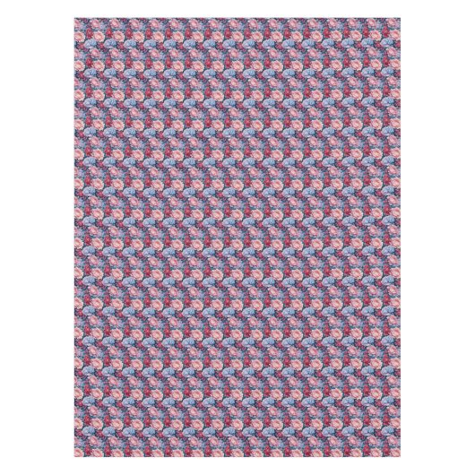 青とピンクの花 テーブルクロス (正面)