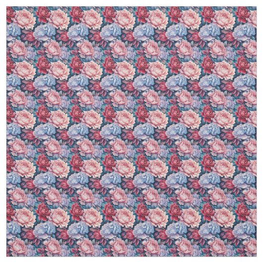 青とピンクの花 ファブリック (見本)