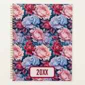 青とピンクの花 プランナー手帳 (正面)