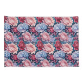 青とピンクの花 枕カバー (裏面-右)