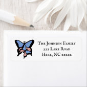 青とピンクの蝶差出人住所ラベル ラベル (インサイチュ)