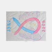 青とピンクの認識度リボンエンジェルコージーブランケット フリースブランケット (正面(横))