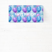 青とピンクの誕生日バルーン 横断幕 (インサイチュ)