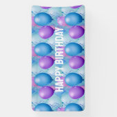 青とピンクの誕生日バルーン 横断幕 (縦)