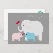 青とピンクの象がいましたらハガキ ポストカード (正面/裏面)