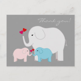 青とピンクの象がいましたらハガキ ポストカード