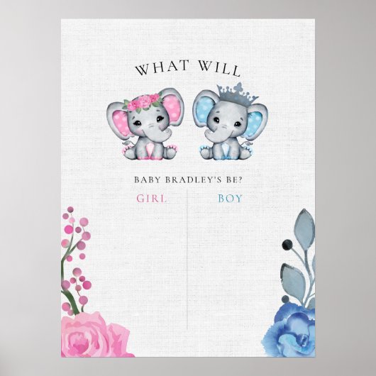 青とピンクの象の性別が投票記号を明らかにする ポスター (正面)