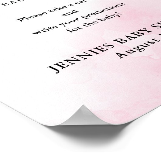 青とピンクの赤ちゃんシャワー予測カード表示 ポスター (角)