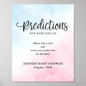 青とピンクの赤ちゃんシャワー予測カード表示 ポスター (正面)