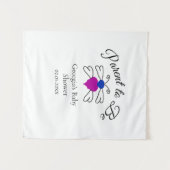 青とピンクの赤ちゃん歓迎会 ハニービー テキスト タペストリー (正面(横))