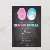 青とピンクの靴ジェンダーが招待を明らかにする 招待状 (正面/裏面)