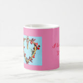 青とピンクカラフルの母の日のハート コーヒーマグカップ (中央)