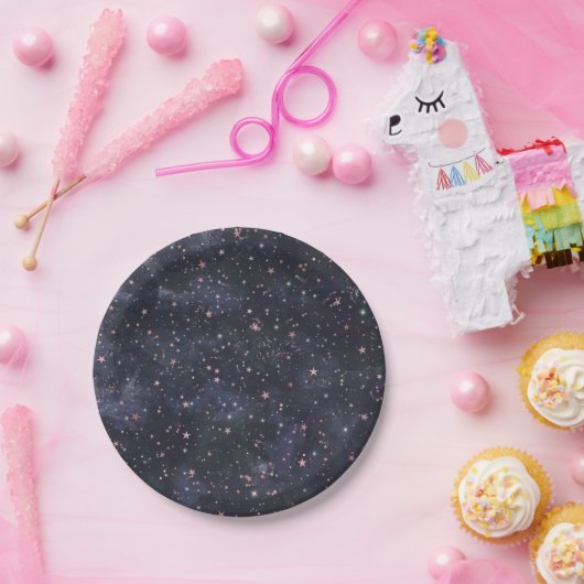 青とピンク星空の天の赤ちゃんシャワー ペーパープレート (パーティー)