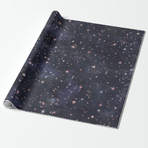 青とピンク星空の天の赤ちゃんシャワー ラッピングペーパー