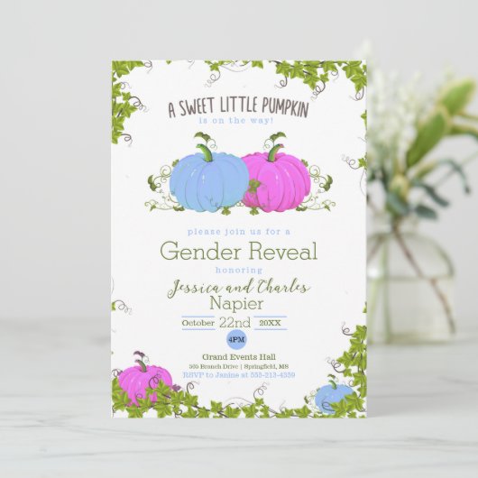 青とピンク甘い小さなかぼちゃのジェンダーの明かす カード (スタンド正面)