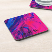 青とピンク絵を描のストローク コースター (左側)