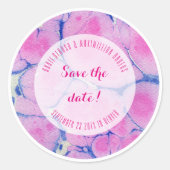 青とピンク色の大理石 ラウンドシール (正面)