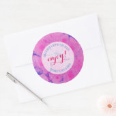 青とピンク色の大理石 ラウンドシール (封筒)