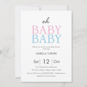 青とピンク | ツインベビーシャワー招待状 招待状 (正面)