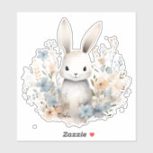 青とピーチバニーラビットワイルドフラワー シール (シート)