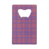 青とピ鮮やかンクの格子縞模様 クレジットカード栓抜き (正面)