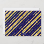 青とフェイク金ゴールド幾何学的フォトグラッドパーティー 招待状 (裏面)