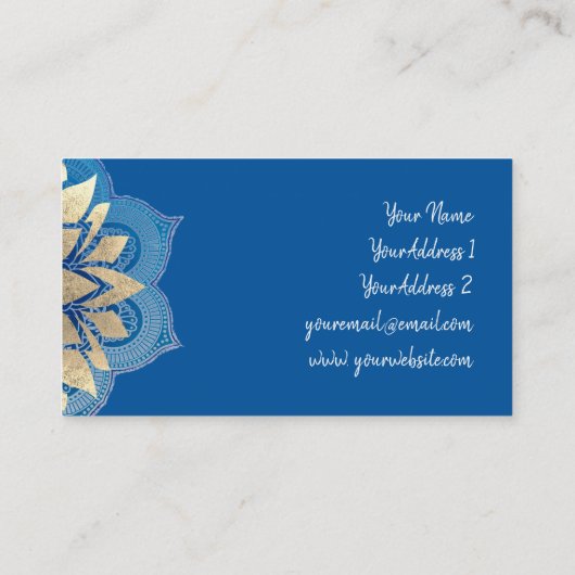 青とフェイク金ゴールド 名刺 (裏面)