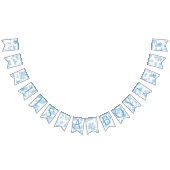 青とフランスの白のトワールデジュイ赤ちゃんシャワー バンティングフラッグ (全)