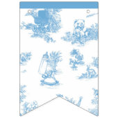 青とフランスの白のトワールデジュイ赤ちゃんシャワー バンティングフラッグ (第1の旗)