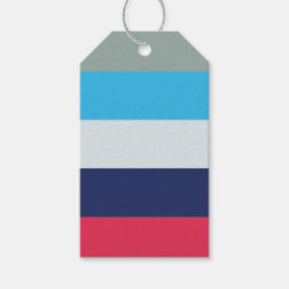 青とブルゴーニュのストライプ ギフトタグ