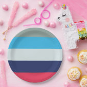 青とブルゴーニュのストライプ ペーパープレート (パーティー)