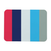 青とブルゴーニュのストライプ マグネット (横)