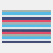 青とブルゴーニュのストライプ ラッピングペーパーシート (正面3)