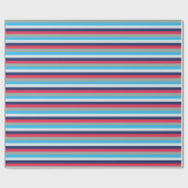 青とブルゴーニュのストライプ ラッピングペーパー (フラット)