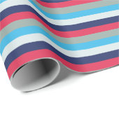 青とブルゴーニュのストライプ ラッピングペーパー (ロールコーナー)