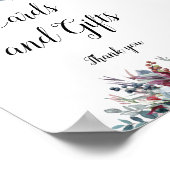 青とブルゴーニュのフローラカードとギフトサイン ポスター (角)