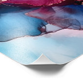 青とブルゴーニュの抽象芸術花 フォトプリント            (角)