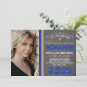 青とブロンズの肉球 卒業のお知らせ 招待状 (スタンド正面)