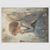 青とベージュにミュートされた牧草地の魔法の妖精 薄葉紙 (正面)