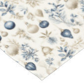 青とベージュのクリスマスオーナメント テーブルクロス (アングル)