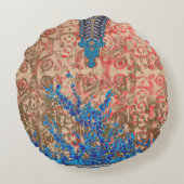 青とベージュのスカーフの写真 ラウンドクッション (裏面)