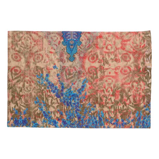 青とベージュのスカーフの写真 枕カバー (裏面)