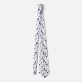 青とベージュのドロップパターン ネクタイ (裏面)