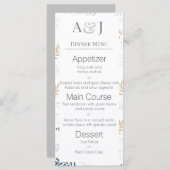 青とベージュのファーンイニシャルを使用した離れ メニュー (正面/裏面)