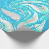 青とベージュの大理石 ラッピングペーパー (角)