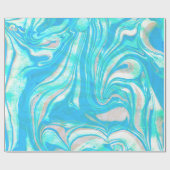 青とベージュの大理石 ラッピングペーパー (フラット)