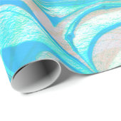 青とベージュの大理石 ラッピングペーパー (ロールコーナー)
