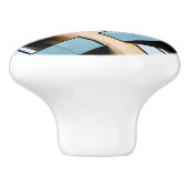 青とベージュの抽象芸術 セラミックノブ (側面)