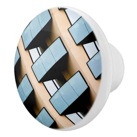 青とベージュの抽象芸術 セラミックノブ (右)